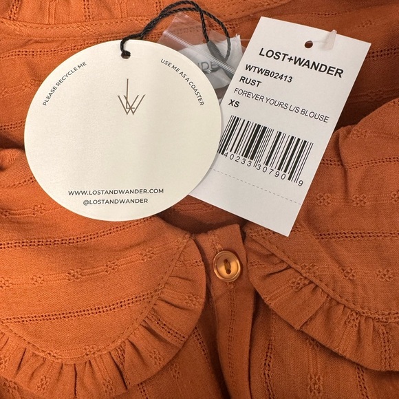 Lost + Wander Button-Down Shirt Autumn Vides Color Rust Size XS, NWT - Picture 9 of 16